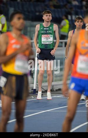 Peter Lynch dell'Irlanda gareggia nella finale maschile di 10.000m ai Campionati europei di atletica leggera, Stadio Olimpico, Roma, Italia - 12 giugno 2024. PH Foto Stock