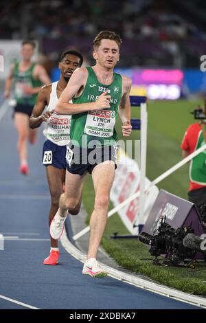 Peter Lynch dell'Irlanda gareggia nella finale maschile di 10.000m ai Campionati europei di atletica leggera, Stadio Olimpico, Roma, Italia - 12 giugno 2024. PH Foto Stock