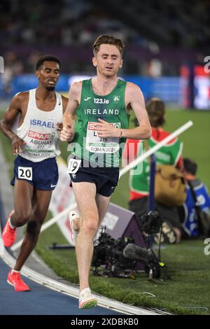 Peter Lynch dell'Irlanda gareggia nella finale maschile di 10.000m ai Campionati europei di atletica leggera, Stadio Olimpico, Roma, Italia - 12 giugno 2024. PH Foto Stock