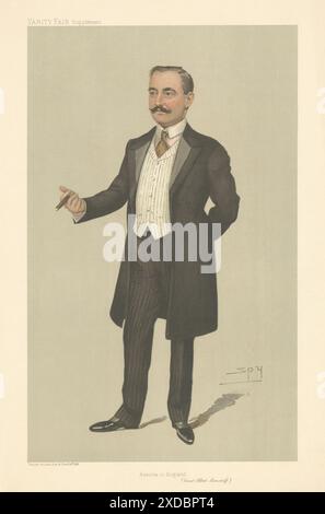 CARTONE ANIMATO DI SPIONAGGIO del Conte Albert Mensdorff "Austria in England", stampa del 1905 Foto Stock