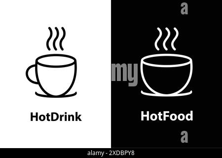 Bevande calde e cucina, con design art di linea. Un semplice logo facile da applicare su qualsiasi supporto. Illustrazione Vettoriale