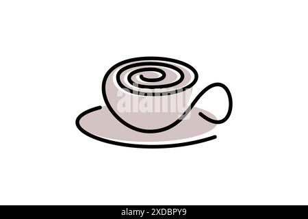 Design astratto del logo della tazza da caffè in uno stile grafico creativo ed esclusivo. Illustrazione Vettoriale