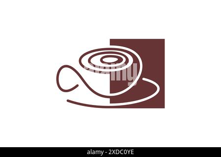 Design del logo della tazza da caffè in linea con grafica e stile spazio negativo. Design unico e diverso dagli altri. Illustrazione Vettoriale