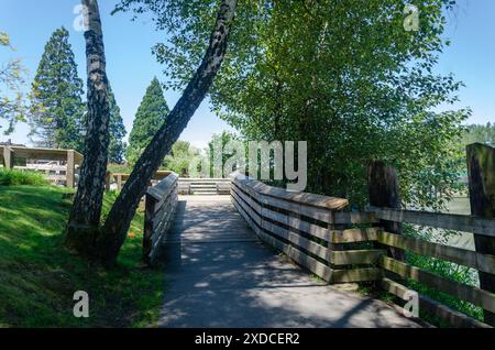 Fort Langley Waterfront sulle rive del fiume Fraser, Langley, Canada, BC Foto Stock