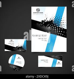 illustrazione del design vettoriale del set di cancelleria aziendale Illustrazione Vettoriale