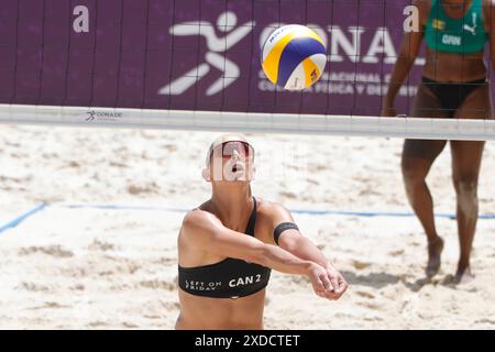 21 giugno 2024, Tlaxcala, Ciudad de Mexico, Messico: Sophie Bukovec #2 del Team Canada gareggia contro il Team Grenade durante la partita femminile di Norceca 2024 Beach Volley Olympic Qualification Tournament . Il Canada batte Granada 2 set a 0. Il 21 giugno 2024 a Tlaxcala, Messico. (Credit Image: © Essene Hernandez/eyepix via ZUMA Press Wire) SOLO PER USO EDITORIALE! Non per USO commerciale! Foto Stock