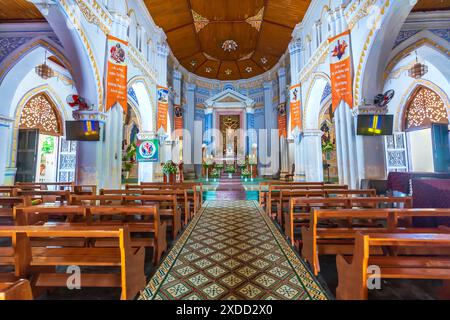 Vista della Chiesa di Mang Lang a Phu Yen, Vietnam. La chiesa fu costruita nel 1892 in stile gotico. Foto Stock