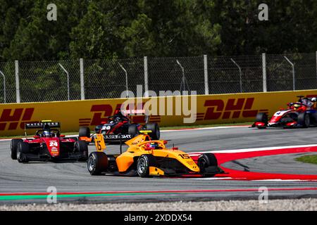 15 STENSHORNE Martinius (NOR), HiTech Pulse-Eight, Dallara F3 2019, azione durante la 5a prova del Campionato FIA di Formula 3 2024 dal 21 al 23 giugno 2024 sul circuito di Barcellona-Catalunya, a Montmeló, Spagna - Photo Xavi Bonilla / DPPI Foto Stock