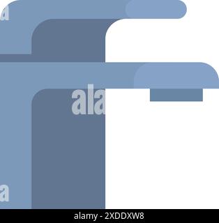 Rubinetto miscelatore metallico isolato, lavandino del bagno Illustrazione Vettoriale