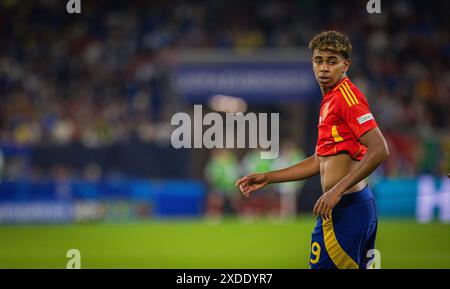 Gelsenkirchen, Germania. 20 giugno 2024. Lamine Yamal (ESP) Spagna - Italia Spanien - Italien 20.06.2024 Copyright (nur für journalistische Zwecke) by Foto Stock