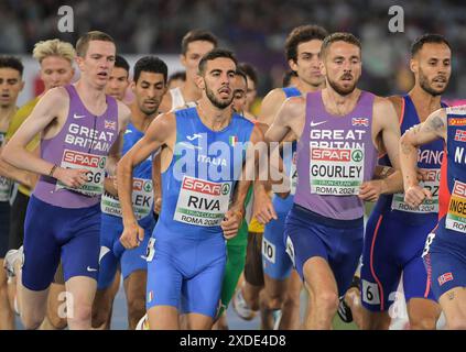 Neil Gourley, Gran Bretagna, gareggia nella finale maschile dei 1500 m ai Campionati europei di atletica leggera, Stadio Olimpico, Roma, Italia - 12 giugno 202 Foto Stock