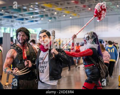 Cosplayer durante il Comic con Yorkshire allo Yorkshire Event Centre, ad Harrogate, Yorkshire. Data foto: Sabato 22 giugno 2024. Foto Stock