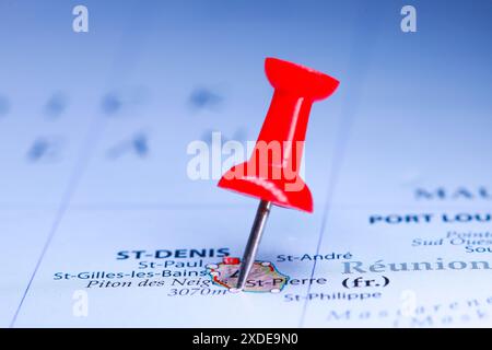 St Pierre, Reunion pin sulla mappa Foto Stock