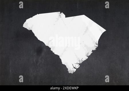 Lavagna con la mappa dello Stato della Carolina del Sud (USA) disegnata al centro. Foto Stock