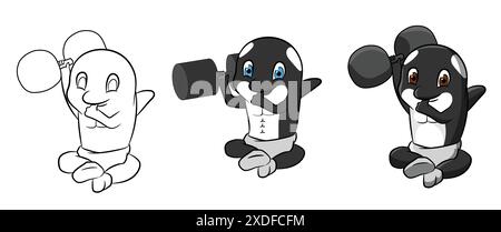 Orca Baby Fit Cartoon Character Fish Illustrazione Vettoriale