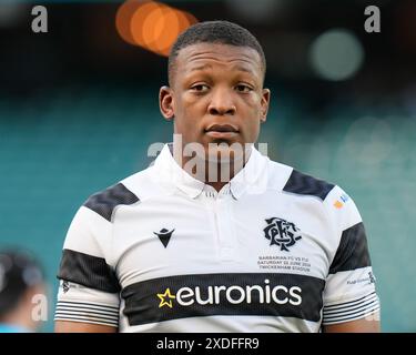 Twickenham Stadium, Londra, Regno Unito. 22 giugno 2024. Killik Cup Rugby, Barbarians contro Figi; Cameron Woki dei Barbarians Credit: Action Plus Sports/Alamy Live News Foto Stock