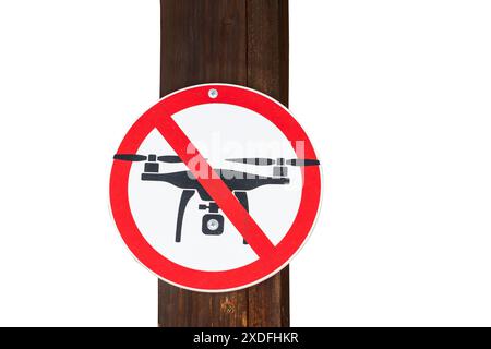 Nessun cartello della zona di volo che vieta i voli di droni. Nessun concetto di zona drone Foto Stock