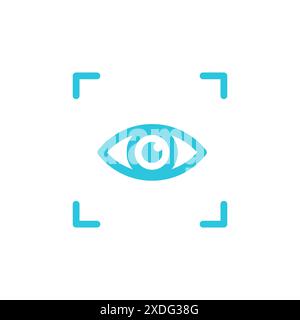 Icona di riconoscimento biometrico dell'occhio. Isolato su sfondo bianco. Dal set di icone blu Illustrazione Vettoriale