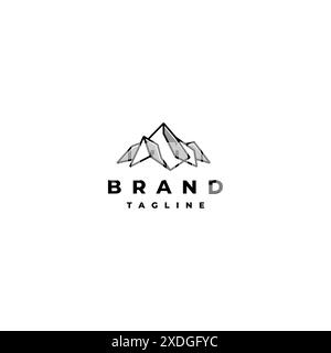 Design del logo abstract Mountains Outline. Linea montagna semplice con logo Gray Shadow. Illustrazione Vettoriale