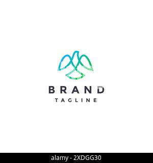 Design semplice con logo Bird Line stilistico. Design minimalista per uccelli con due ali spalmabili. Illustrazione Vettoriale