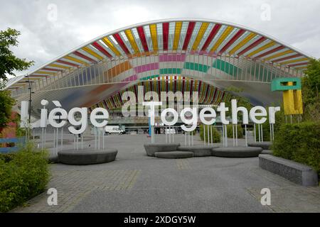 Ingresso alla stazione ferroviaria di Liegi Foto Stock