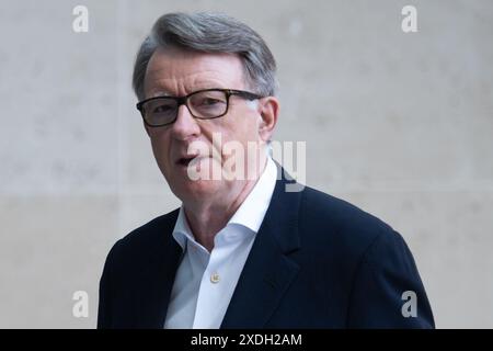 Londra, Regno Unito. 23 giugno 2024. Nella foto: Peter Mandelson - il Lord Mandelson arriva alla BBC Broadcasting House per essere ospite di "domenica con Laura Kuenssberg". Credito: Justin ng/Alamy Live News Foto Stock