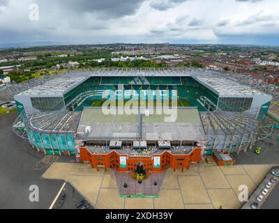 Vista aerea dello stadio di calcio del Celtic Park presso il Parkhead Glasgow, Scozia, Regno Unito Foto Stock