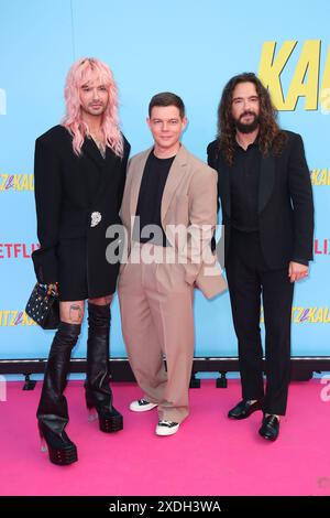 Bill Kaulitz, Georg Listing, Tom Kaulitz (Band Tokio Hotel) partecipa a Kaulitz & Kaulitz - proiezione speciale Netflix Series, Delphi Filmpalast , Foto Stock