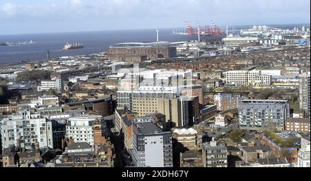 Vista aerea della città di Liverpool, Liverpool, Inghilterra, Regno Unito Foto Stock