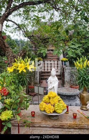 Hanoi, Vietnam - 29 gennaio 2024: Pagoda One Pillar, ufficialmente conosciuta come Pagoda Dien Huu, ad Hanoi, Vietnam Foto Stock