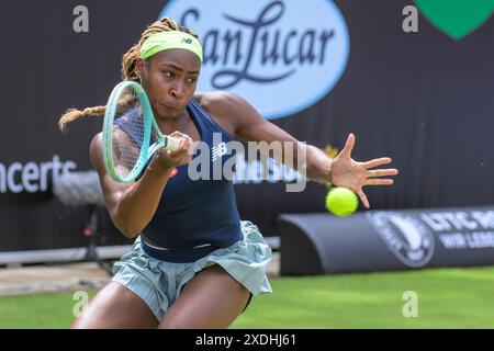 GER, Berlin, ecotrans Ladies Open 2024, WTA 500, allo Steffi Graf Stadion Berlin, LTTC Rot-Weiss e.V., in questa partita Coco Gauff USA vs Ekaterina Alexandrova Meet. Nella foto: Coco Gauff, 20.06.2024, credito: HMB Media/Uwe Koch/ Alamy Live News Foto Stock