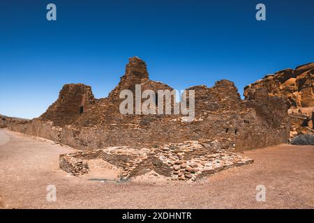 Rovine native americane nel monumento storico del canyon di chaco Foto Stock