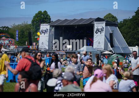 Persone al festival Africa Oye a Sefton Park a Liverpool. Data foto: Domenica 23 giugno 2024. Foto Stock