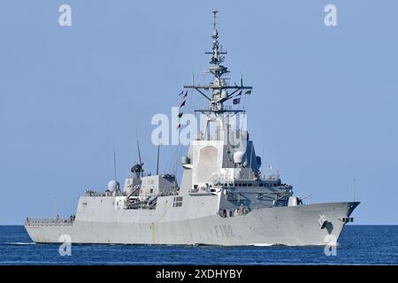 Fregata spagnola ALMIRANTE JUAN DE Borbón sul mar baltico al largo di Kiel Foto Stock