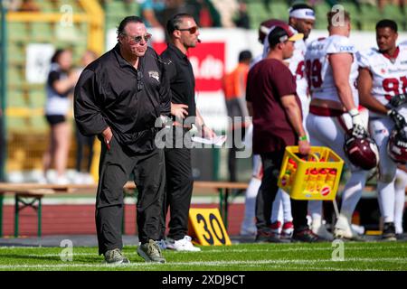 Jim Tomsula (Rhein Fire, capo allenatore), GER, Berlin Thunder vs. Rhein Fire, American Football, Saison 2024, European League of Football, ELF, settimana 5, 23.06.2024, foto: Eibner-Pressefoto/ Claudius Rauch Foto Stock