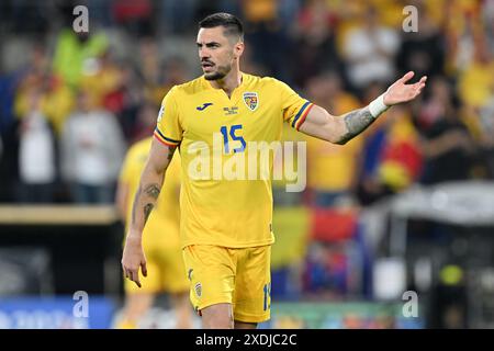 Andrei Burca (15) di Romania nella foto di una partita di calcio tra le squadre nazionali del Belgio, chiamata Red Devils e Romania nella seconda partita del gruppo e nella fase a gironi del torneo UEFA Euro 2024 , sabato 22 giugno 2024 a Colonia , Germania . FOTO SPORTPIX | David Catry Foto Stock