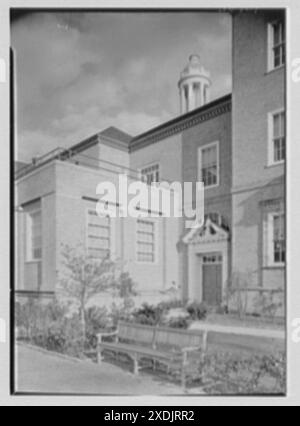 Reader's Digest, Chappaqua, New York. Dettaglio della facciata ovest. Collezione Gottscho-Schleisner Foto Stock