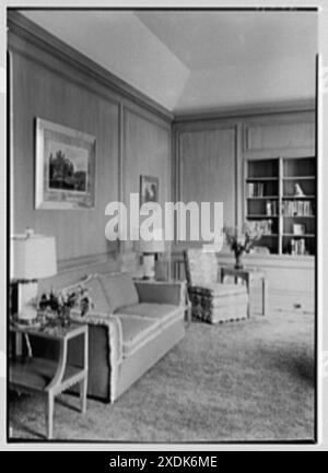 Sidney Vere-Smith, residenza al 1440 di S. Ocean Blvd., Palm Beach, Florida. Libreria. Collezione Gottscho-Schleisner Foto Stock