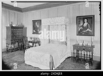 Museo Henry Francis Du Pont Winterthur, Winterthur, Delaware. Camera da letto in noce. Collezione Gottscho-Schleisner Foto Stock