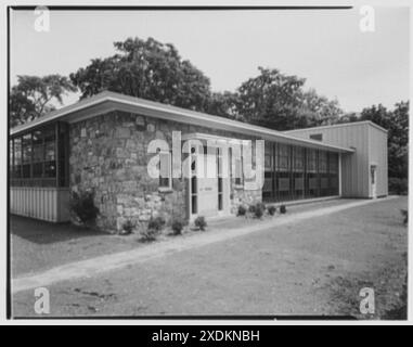 New Canaan Public Library, New Canaan, Connecticut. Esterno I. Gottscho-Schleisner Collection Foto Stock