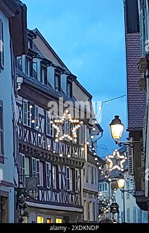 Decorazione per l'anno nuovo a Colmar, Francia Foto Stock