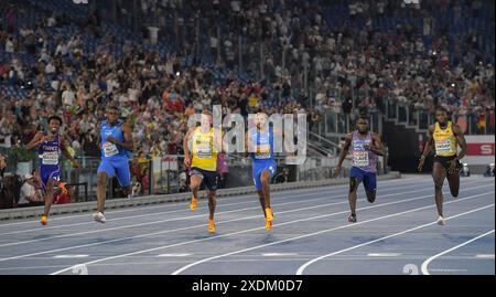 100m finale maschile ai Campionati europei di atletica leggera, Stadio Olimpico, Roma, Italia - 8 giugno 2024. Foto di Gary Mitchell Foto Stock