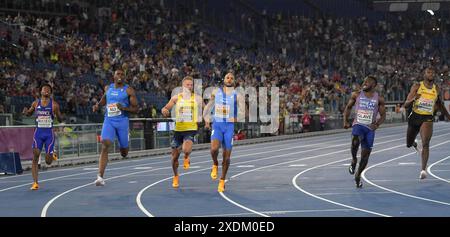 100m finale maschile ai Campionati europei di atletica leggera, Stadio Olimpico, Roma, Italia - 8 giugno 2024. Foto di Gary Mitchell Foto Stock