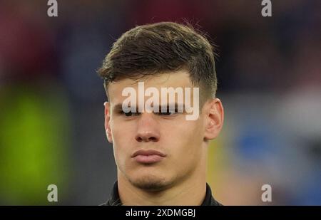 L'ungherese Milos Kerkez durante la partita UEFA Euro 2024 del gruppo A alla Stuttgart Arena di Stoccarda, Germania. Data foto: Domenica 23 giugno 2024. Foto Stock