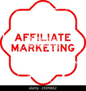 Francobollo rotondo per il marketing di affiliazione rosso grunge su sfondo bianco Illustrazione Vettoriale