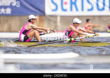 Tokyo, Giappone. 22 giugno 2024. () canottaggio : 102° All Japan Rowing Championships Men's Lightweight pair Final A al Sea Forest Waterway di Tokyo, Giappone . Crediti: AFLO SPORT/Alamy Live News Foto Stock