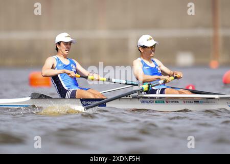 Tokyo, Giappone. 22 giugno 2024. () canottaggio : 102° All Japan Rowing Championships Men's Lightweight pair Final A al Sea Forest Waterway di Tokyo, Giappone . Crediti: AFLO SPORT/Alamy Live News Foto Stock