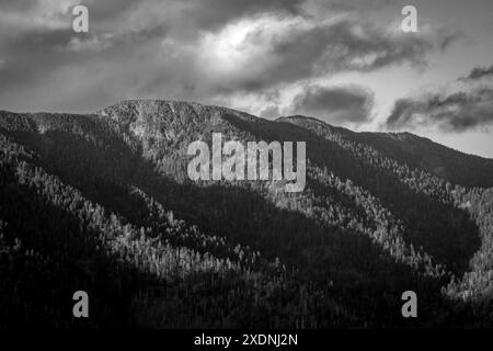 Vista in bianco e nero da Chimney Tops Foto Stock