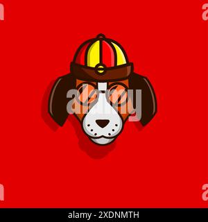 Felice anno nuovo cinese. Cane da cartoni animati con costume tradizionale cinese. Illustrazione del vettore cane. Illustrazione Vettoriale