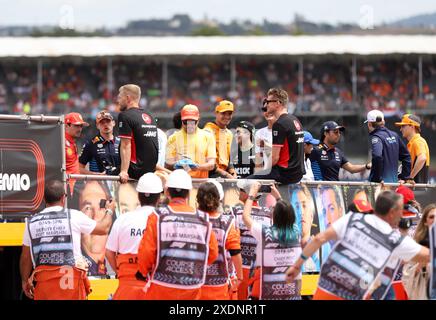 Sabadell, Barcellona, Spagna. 23 giugno 2024. Montmelo Spagna 23 giugno 2024Max Verstappen(1 NL Redbull ), Fernando Alonso (14 ESP Aston Martin ), Lando Norris (4 GBR McLaren), Oscar Piastri (81 AUS McLaren ) e Sergio Pérez (11 Mex Redbull ) durante la gara del Gran Premio di Spagna di Formula 1 Aramaco 2024 a Montmelo in Spagna il 23 giugno 2024 (Credit Image: © Xavi Urgeles/ZUMA Press Wire) SOLO PER USO EDITORIALE! Non per USO commerciale! Foto Stock